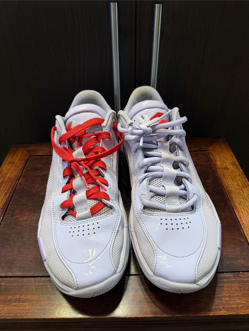 Jordan Men’s Light Purple Sneakers with Red and Light Purple Laces